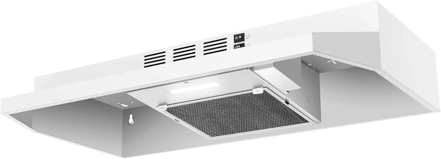 30 inch Under Cabinet Range Hood Ducted/Ductless Convertible Kitchen Hood Stainless Steel Vent Hood with LED Light Under Cabinet