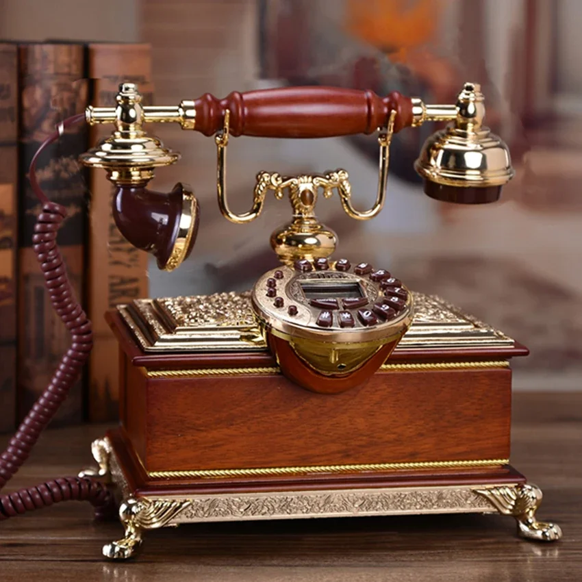 Table Vintage Phone Landline with Dual System Caller ID, 16 Ringtones, Adjustable Volume & Brightness, Decorative Telephone