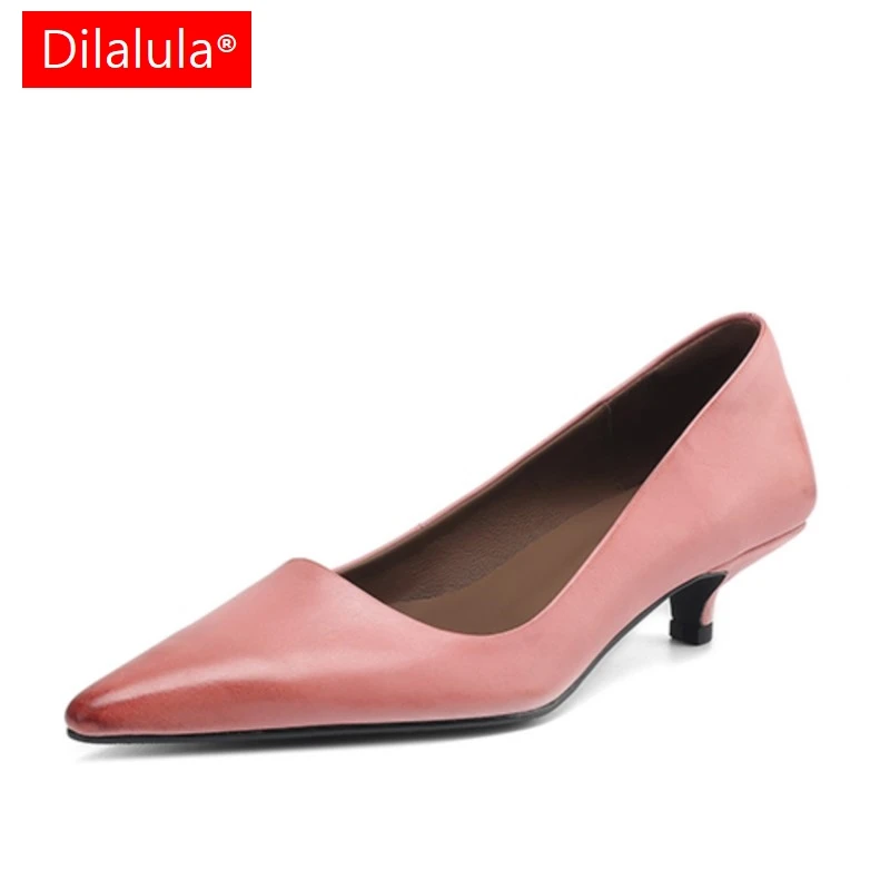 

Dilalula 2026 Elegant Genuine Cow Leather women's Pumps Pointy Toe Thin High Heels Office Lady Dress Shoes Female Pink Footwear