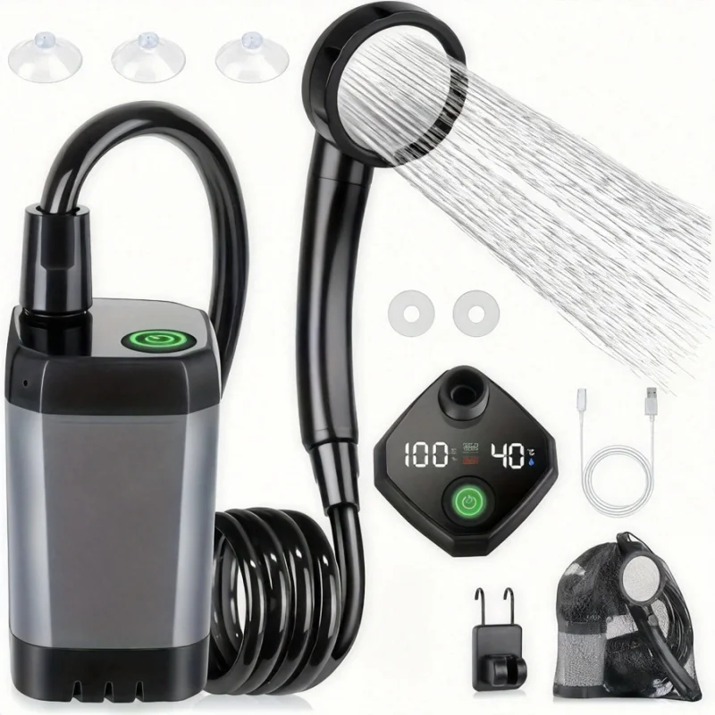 New Portable Camping Shower，Ultra-Long Battery Life Electric Mobile Shower