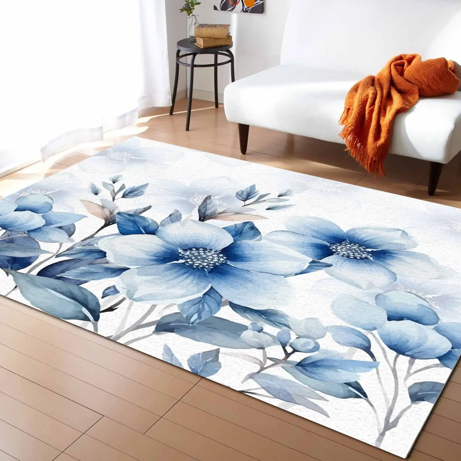 Plant Flower Grass Colors Watercolor Living Room Floor Mat Children's Bedroom Bedside Carpet Kitchen Door