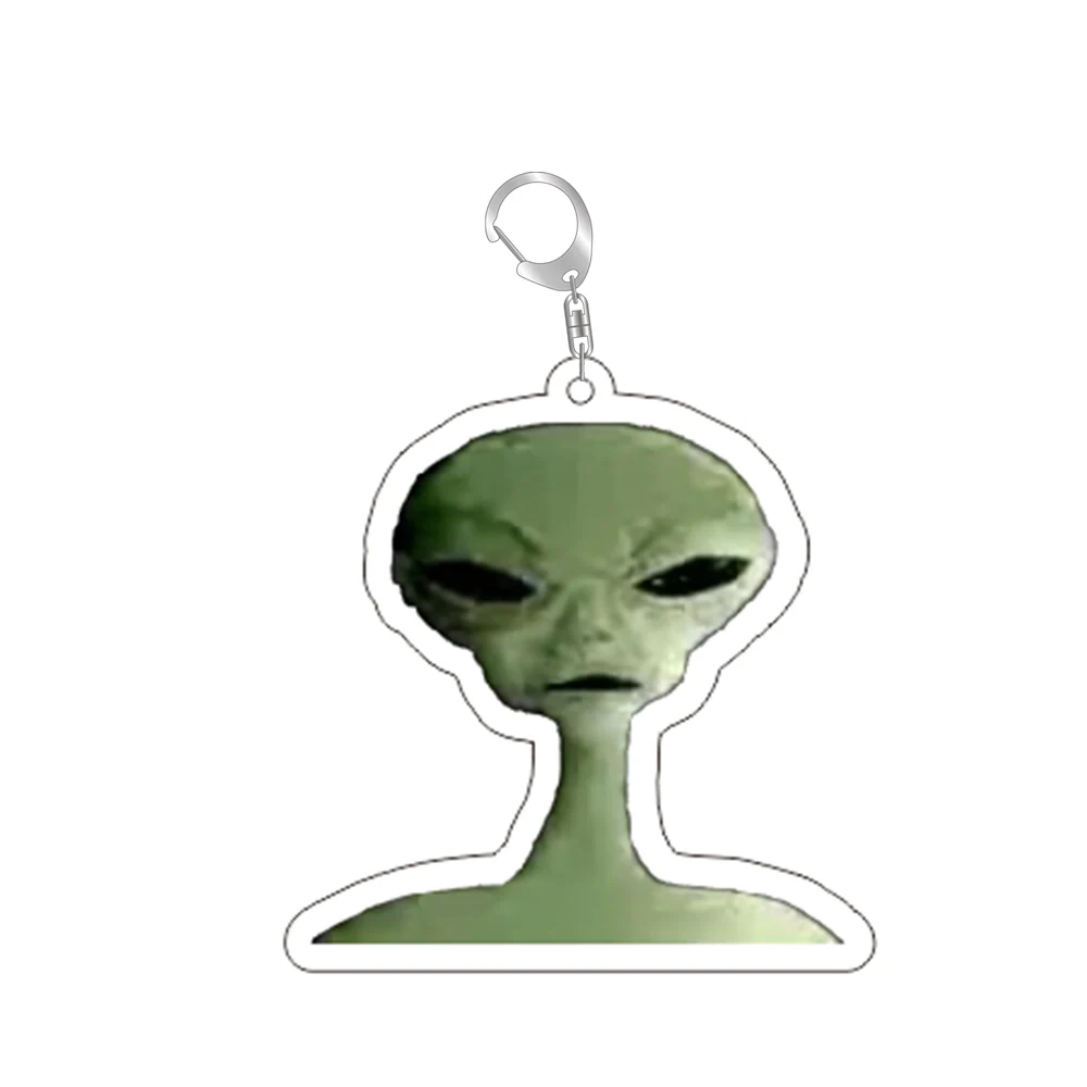 Zip Zap Alien Cat Funny Meme Keychain  Green Alien Cute Cats Key Ring Game Accessories  Bags Backpack Pendant Prop Jewelry Gift