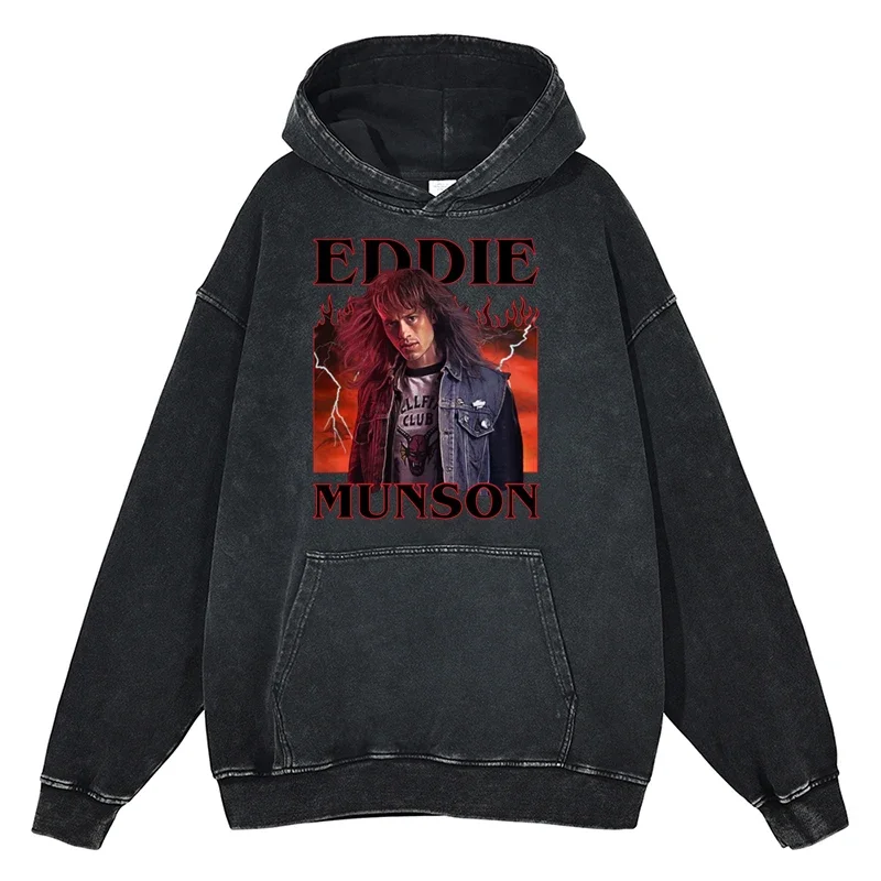 Eddie Munson Hoodies Men\'s Harajuku Graphics Sweatshirt Unisex Cotton Casual Pullover Autumn Winter Oversized Streetwear Tops