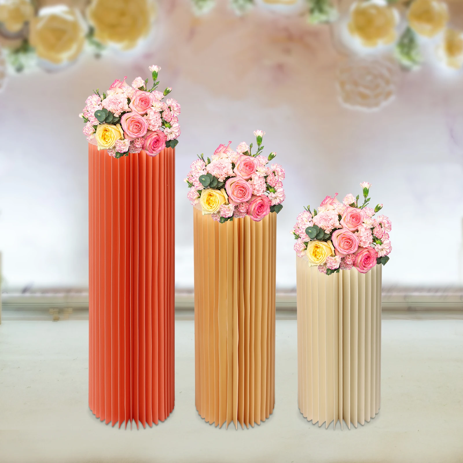 3PC Wedding Centerpieces Cardboard Vase Balloon Paper Display Stand Candlestick Pillar Column Holder Cardboard Vase