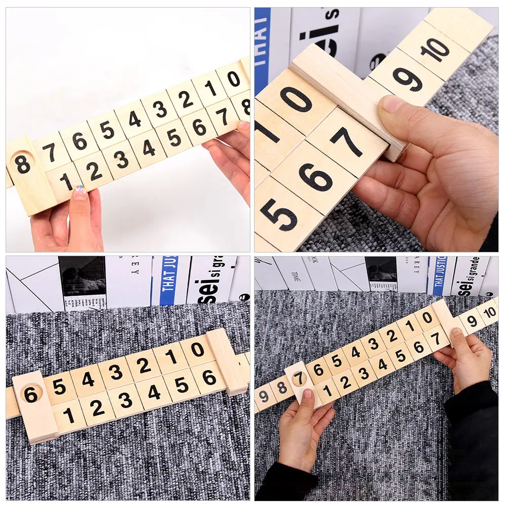 

2 pcs Wooden Math Arithmetic Ruler 1-10 Learning Scientific Rail Design Kids Educational Thick Smooth Addition Subtraction