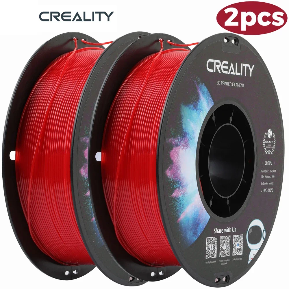 

2/Rolls Creality TPU Filaments 2kg in Red 1.75mm TPU Filaments Soft Glue High Rebound 210-240℃ Printing Temperature