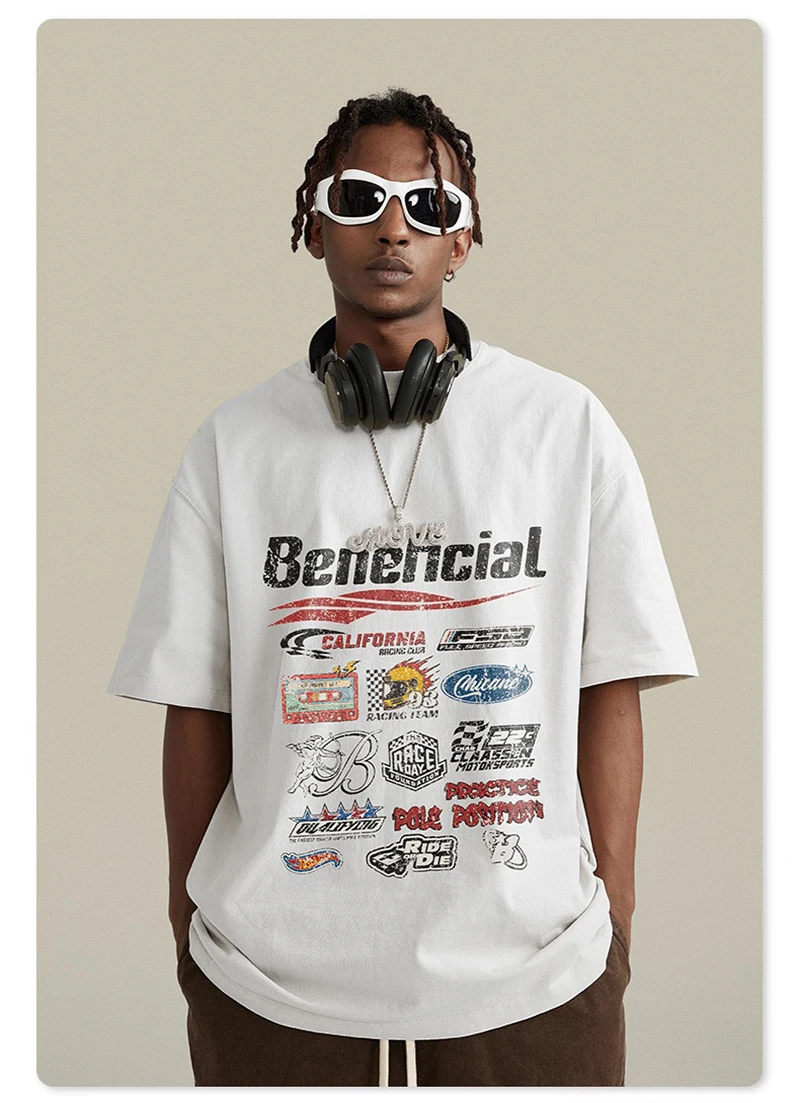 

Amirise 270G Racing Graphic Print shirt Y2k 2025 New Streetwear Harajuku Men's Clothing Spring Summer Cotton Tee Unisex T-shirt