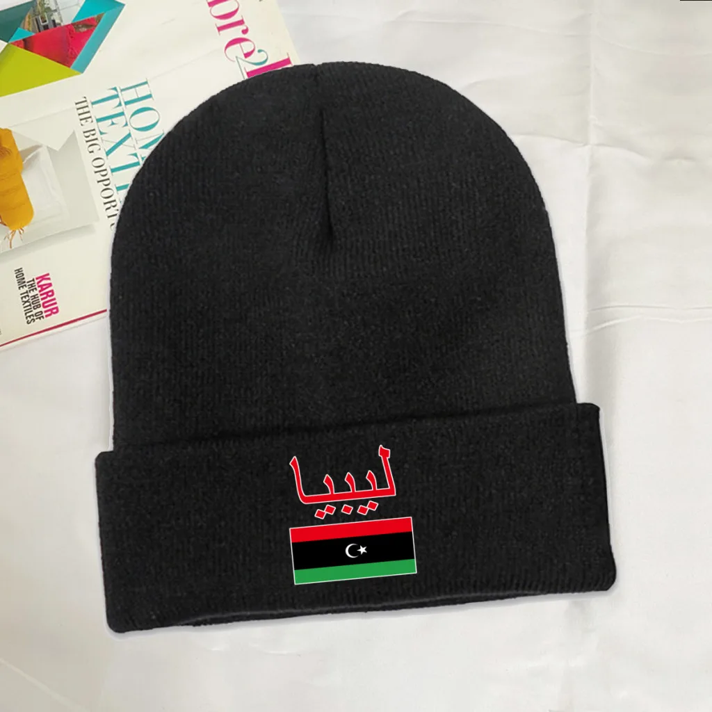 Libya Country Flag Top Print Men Women Unisex Knitted Hat Winter Autumn Beanie Cap Warm Bonnet