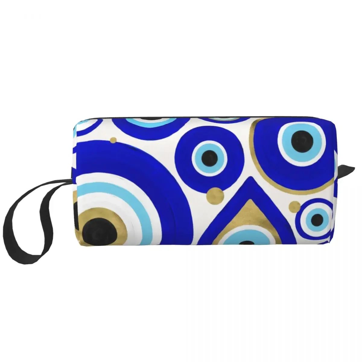 Evil Eye Charms Large Makeup Bag Beauty Pouch Travel Cosmetic Bags Greek Amulet Nazar Lucky Storage Bag for Women