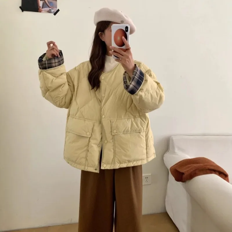 Women's Models Fall Winter Coat Jacket Down Jacket White Duck Down Diamond Splicing Thickened Warm Personalized Comfortable Soft