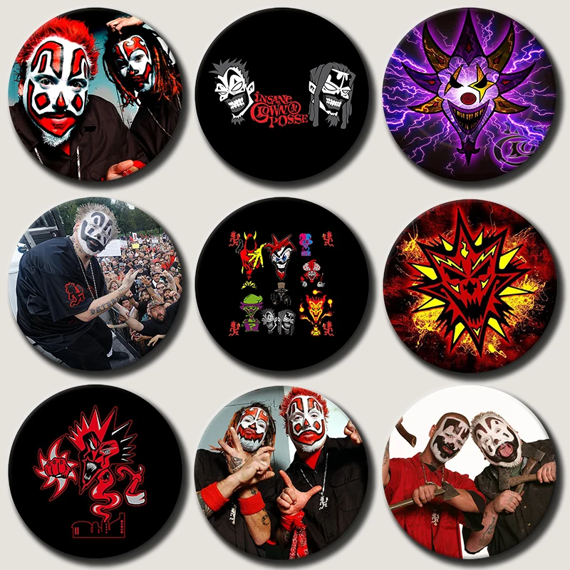 ICP Insane Clown Posse Hatchet Man Creative Pins Hip Hop Music Band Juggalo Wicked Tinplate Brooch Badge for Bag Clothes Decor