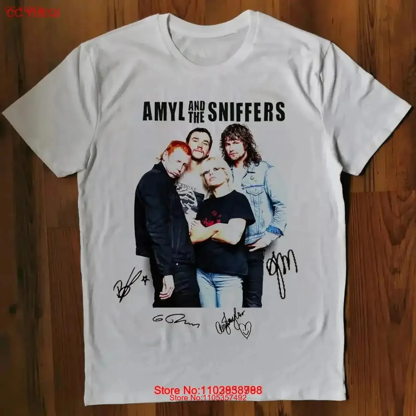 Rare Amyl and the Sniffers Signed Member White All Size T Shirt vintage Washed designer clothes fashion Versatile Soft Stylish
