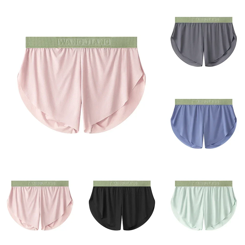 

Men Ice Silk Detachable Pouch Sports Boxer Shorts Fitness Quick Drying Underpant Boxer Briefs Traceless U Convex Knickers