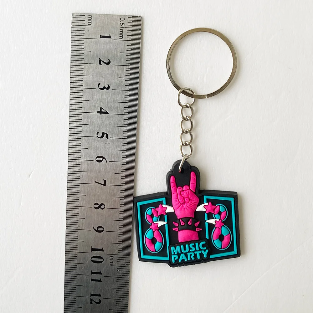 12 Pcs 80s 90s Retro Music Festival PVC Keychains Backpack Pendants  for Back To 80s 90s Throwback Theme Birthday Party Favors