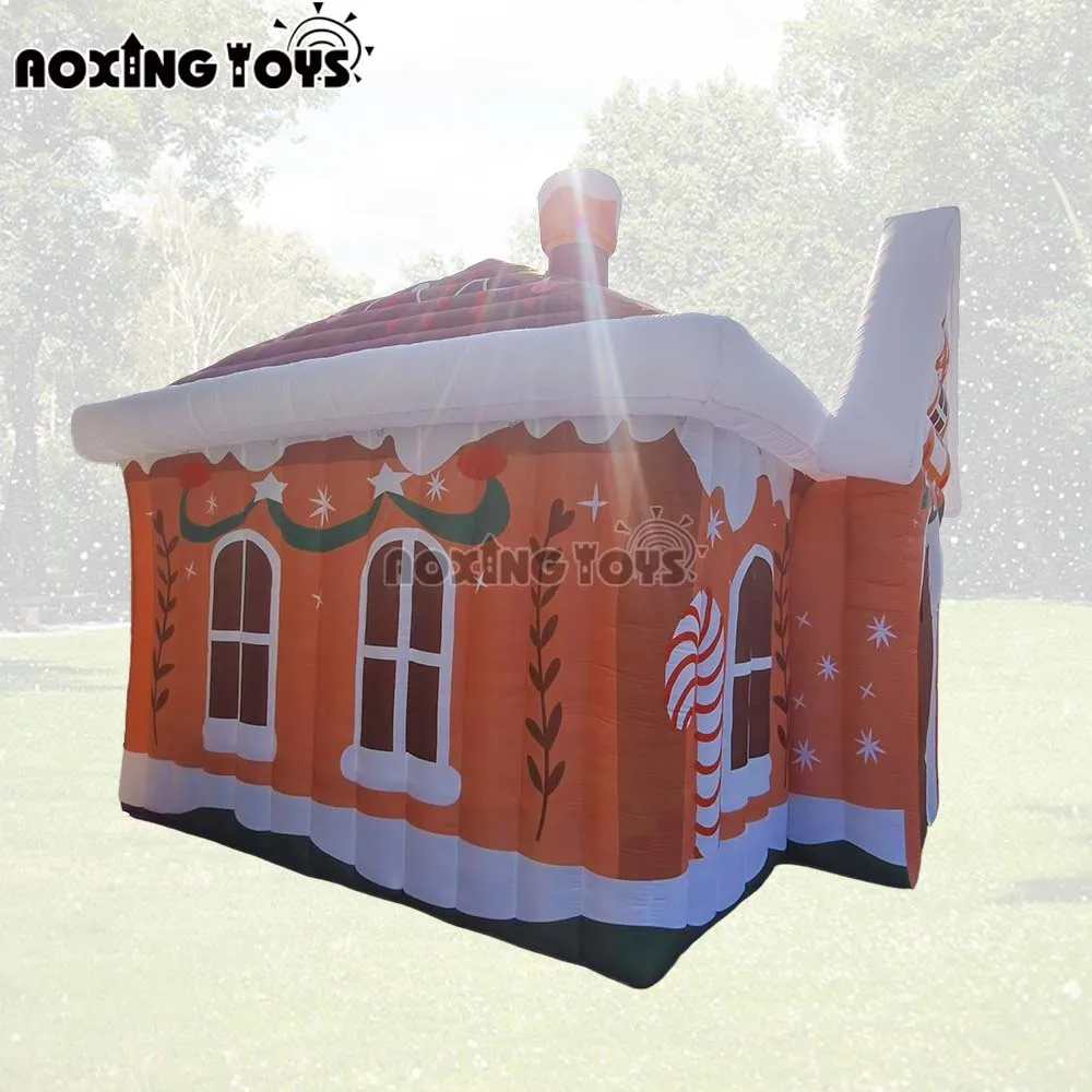 Giant Inflatable Christmas Candy House 5x4M Santa party Tent with Blower for Festival Advertising Decoration Events