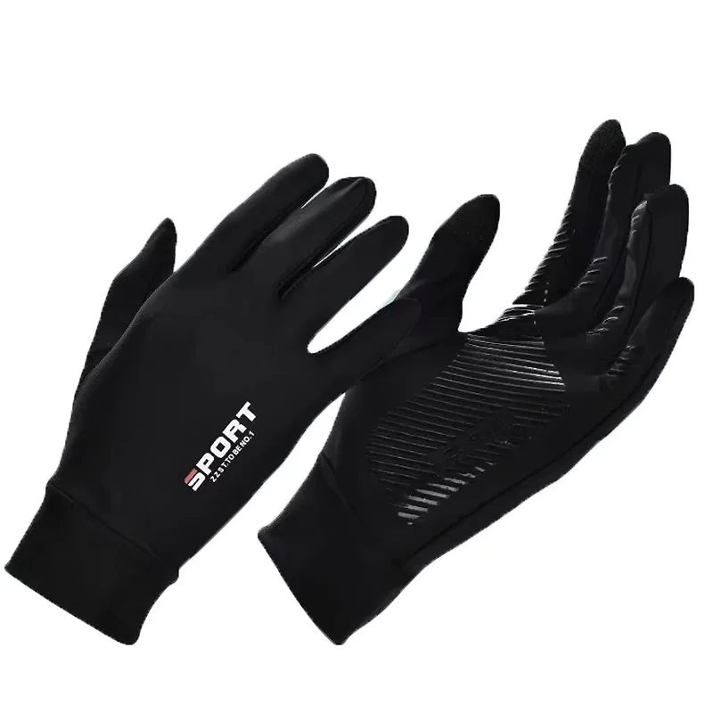 1 Par de Luvas de Verão em Seda Gelada com Tela Sensível ao Toque, Antiderrapantes, Impermeáveis, com Proteção Solar, para Pesca ao Ar Livre e Ciclismo