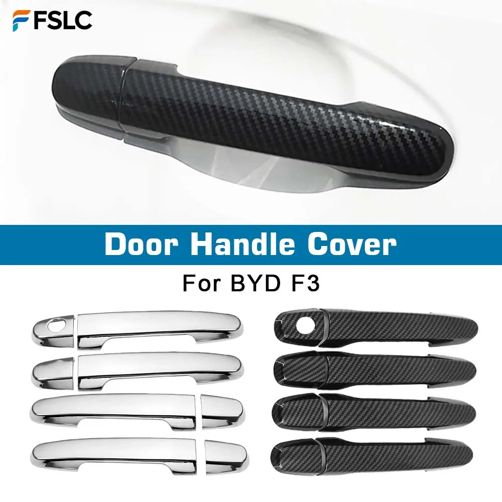 

Car Decoration Door Handle Cover For BYD F3 Carbon Fiber Chrome Silver Cars Accessories Protective Cover Exterior Styling