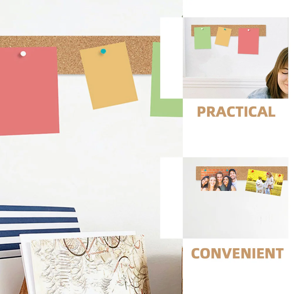 6개 접착식 게시판 바, 사무실 메시지 보드용 자가 접착 스트립, 자연스러운 프레임리스 코르크 타일, 두꺼운 코르크 보드