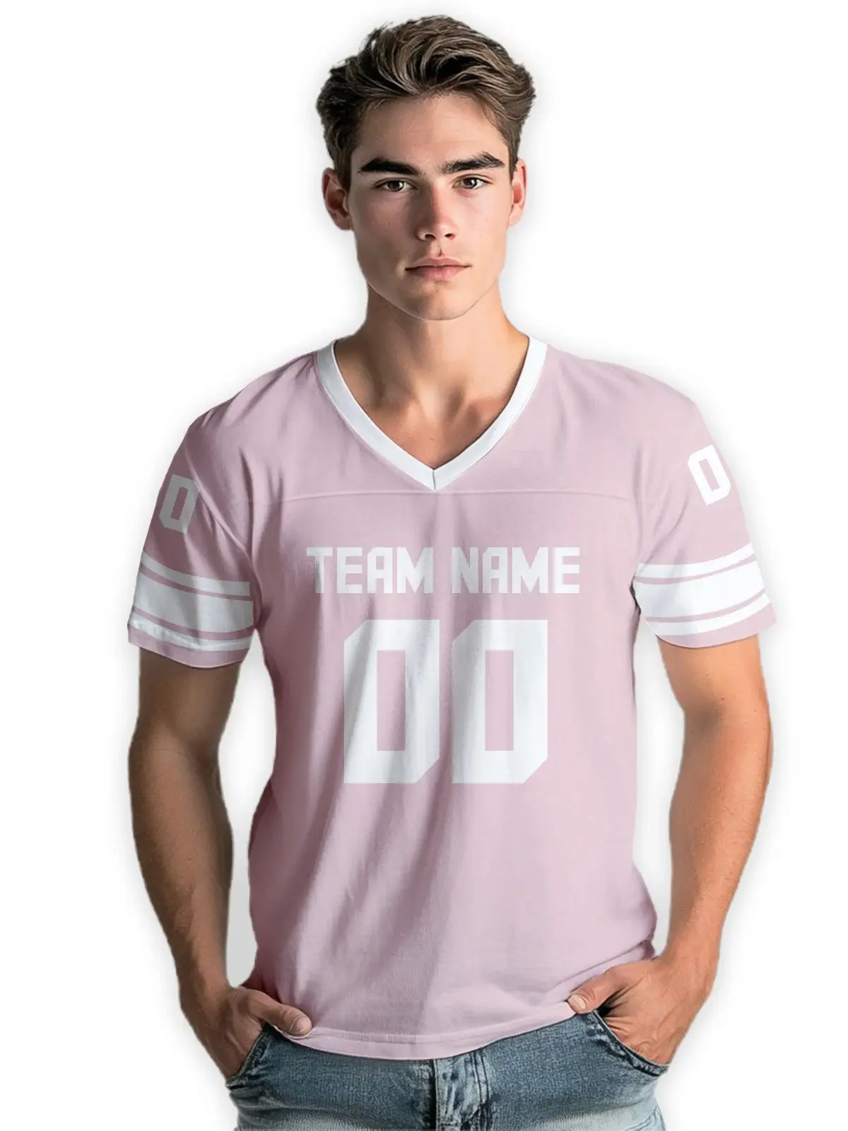 Aangepaste American Football Shirt roze gepersonaliseerde bedrukte voetbal Jersey met teamnaam nummer Fans cadeau voor mannen vrouwen jeugd - afbeelding 2