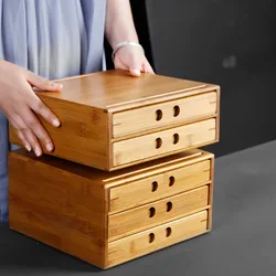 Bamboo multi-layer tea food storage box Large general drawer type storage container box