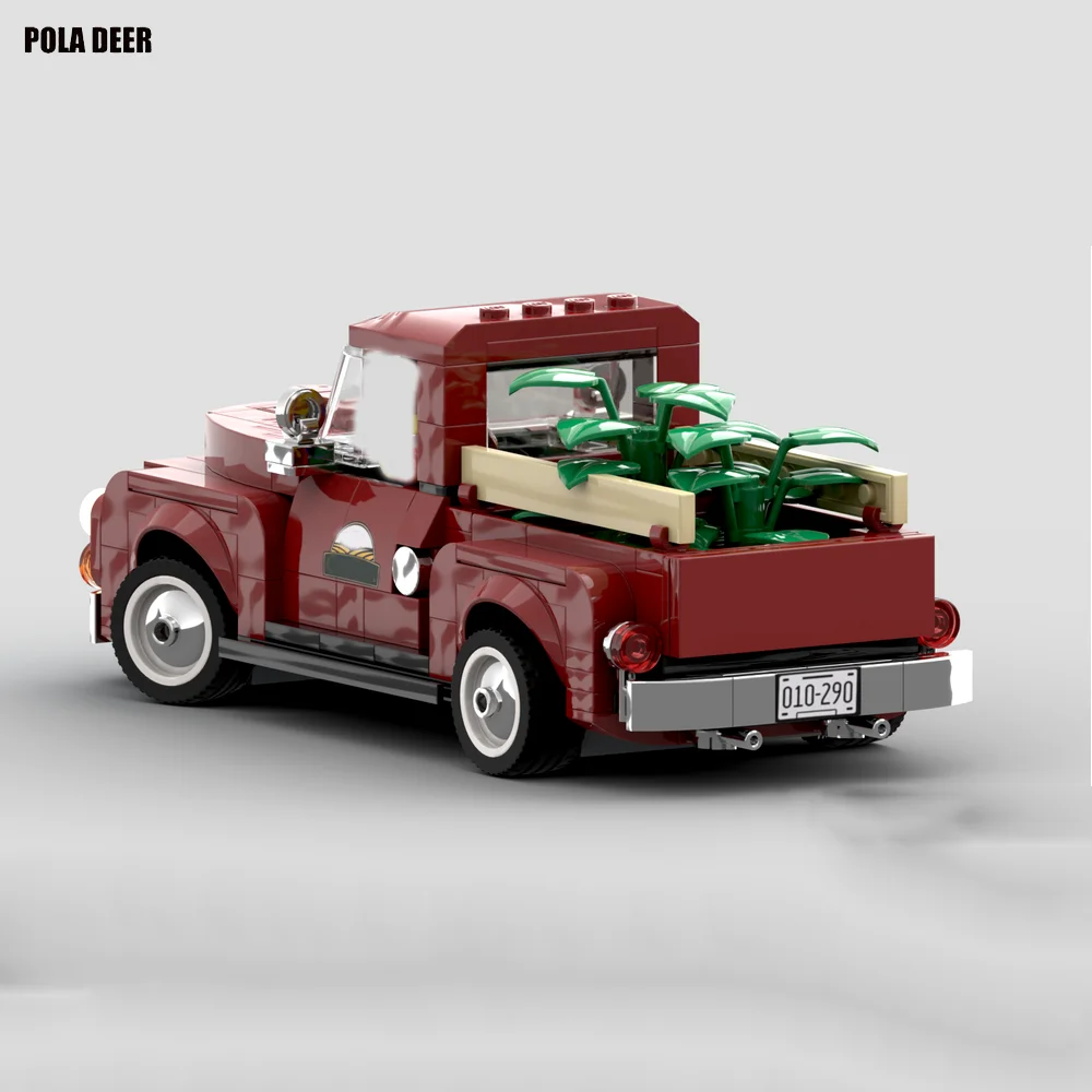 Poladeer 423 Pcs Countryside Mini Pickup Truck Creative Custom Assembled Educational Building Blocks Boy Toy Model Holiday Gift