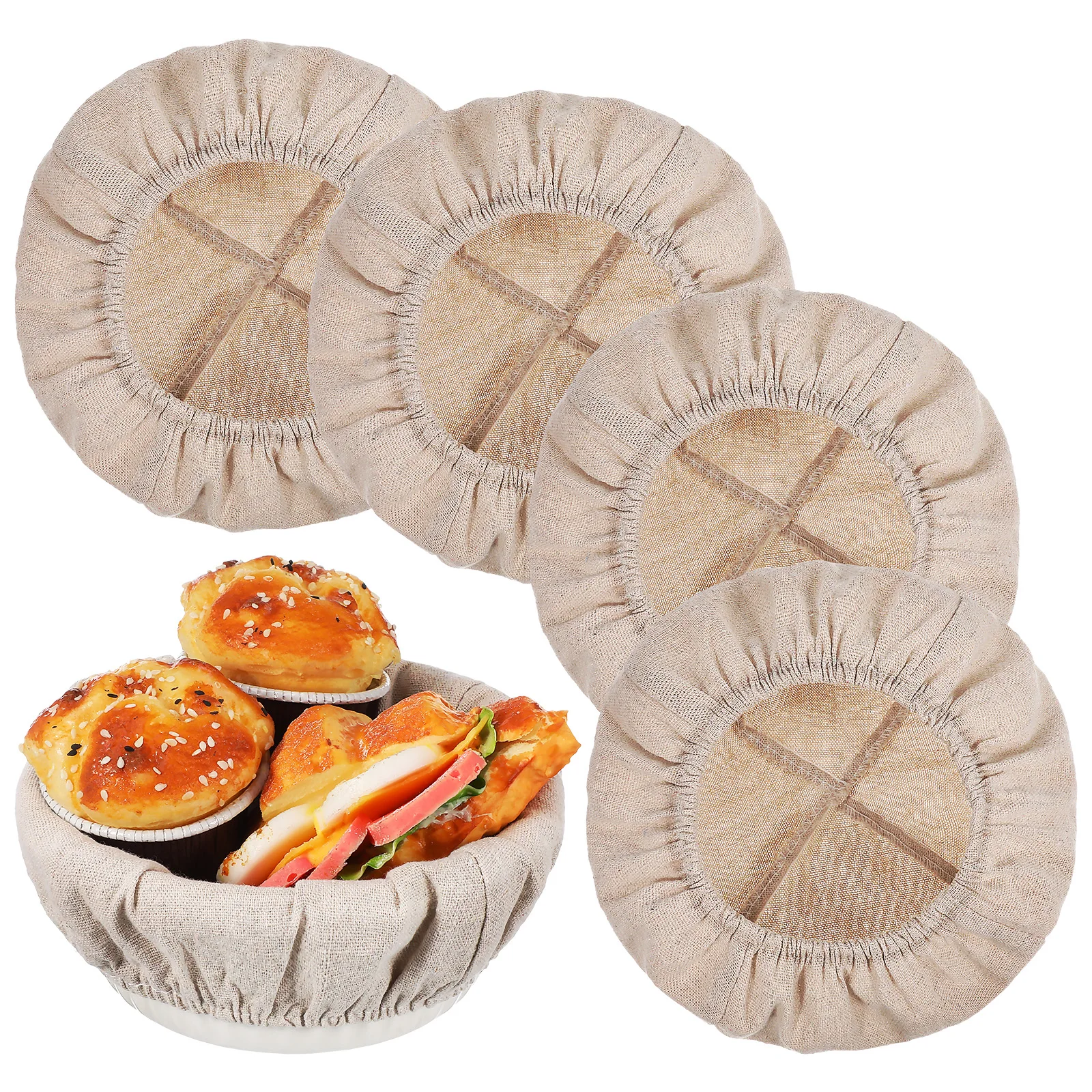 

4 Pcs Basket Liner Tool Liner 25x8cm Washable Baking Cloth Bowl Covers For Bread Proofing Sourdough Proofing Bowl Cover Baking