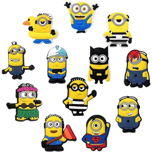 Imagen 2 del producto 12 Uds. De decoración de Minions, dijes de zapatos de Anime, bonitos sandalias, accesorios para zapatos, insignias Kawaii de PVC para niños y hombres