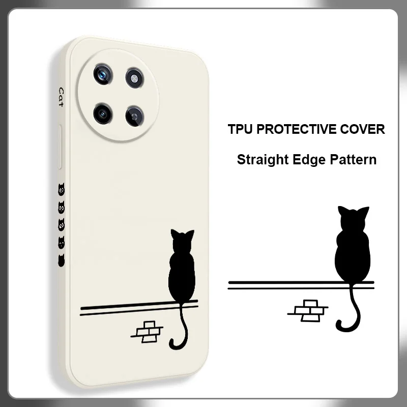 

Lonely Black Cat Phone Case For OPPO Realme 14 13 12 11 10 9 9i 8 8i 7 Pro Plus C35 C21Y C25Y C25 Liquid Silicone Cover