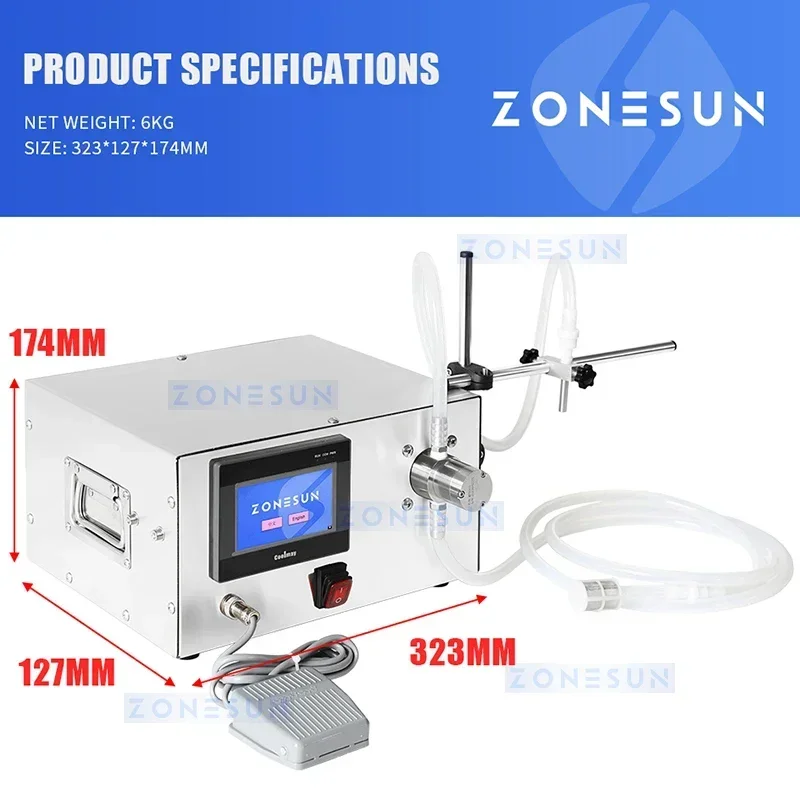 ZONESUN آلة تعبئة السوائل حشو الزجاجات شبه التلقائي عصير الماء المشروبات مضخة مغناطيسية ZS-MPZ1