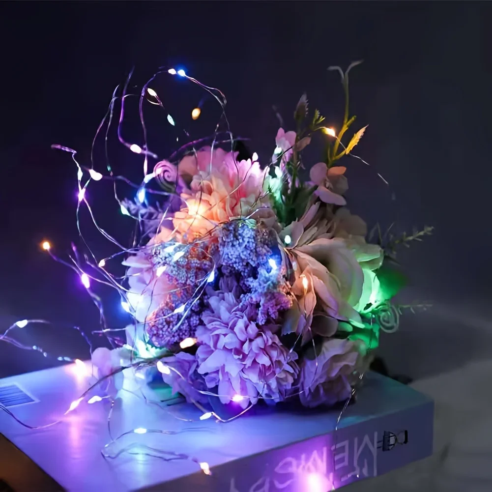 12pcs LED Fairy Light, 3 Lighting Modes, Silvery Wire Fairy Lights, Button Battery Powered, String Lights for DIY Decoration