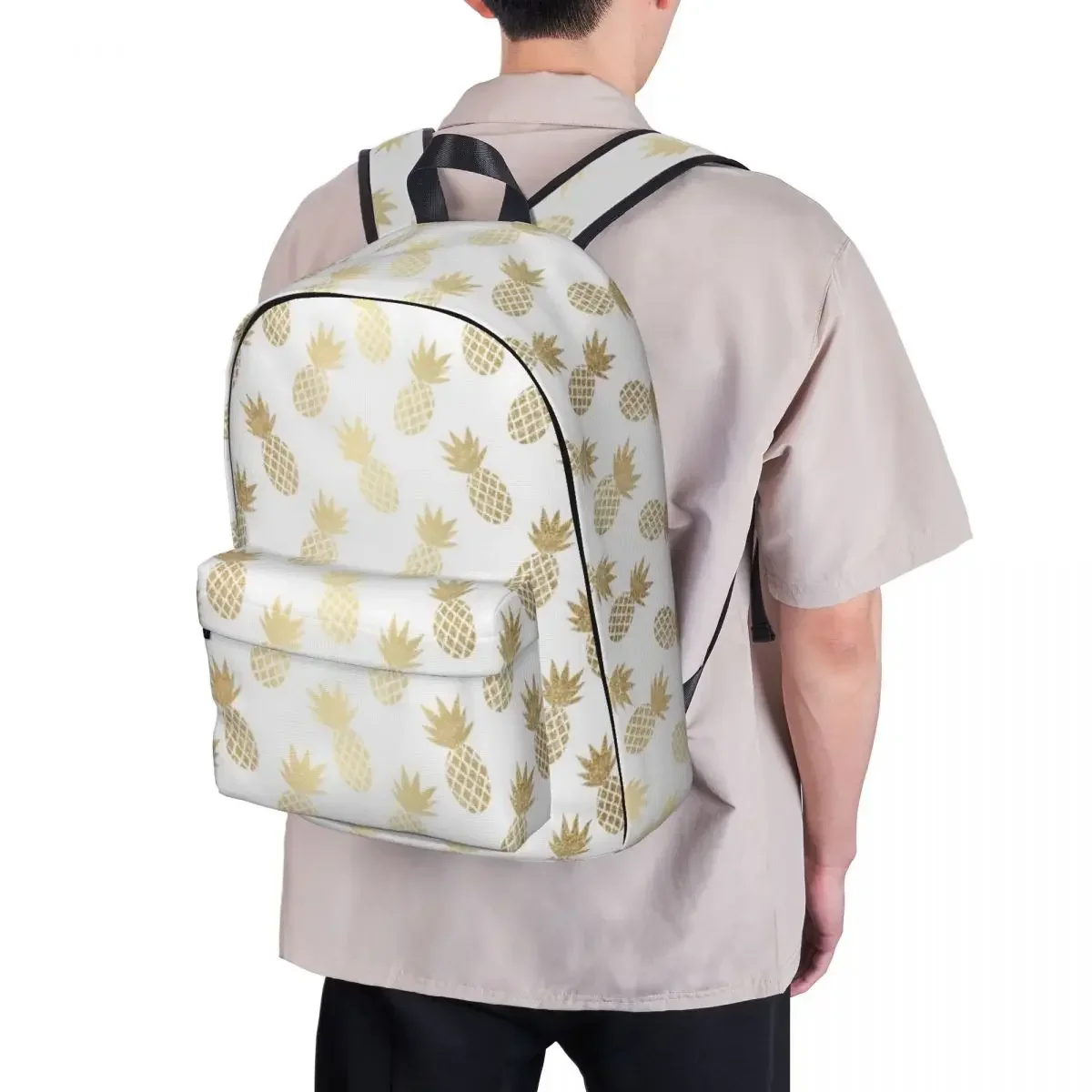 Gold Pineapple Pattern Backpacks Large Capacity Student Book bag Shoulder Bag Laptop Rucksack Fashion Travel Rucksack School Bag