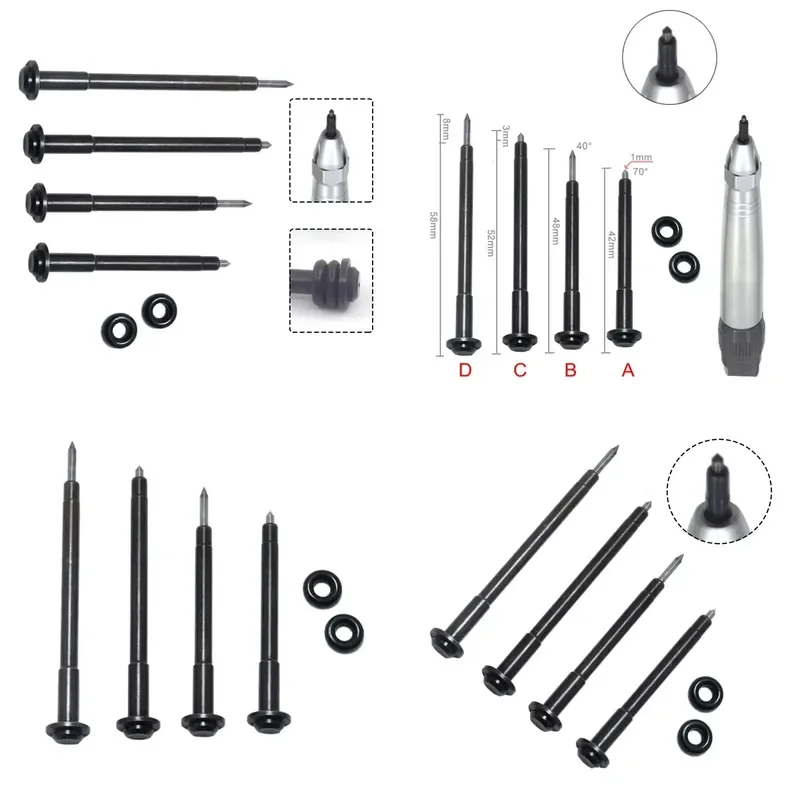 4 PCS Pneumatic Engraving Pen Precision Tip Tool, Air Scribe/Etcher Lettering Tool, Mini DIY Pencil Engraving Tool