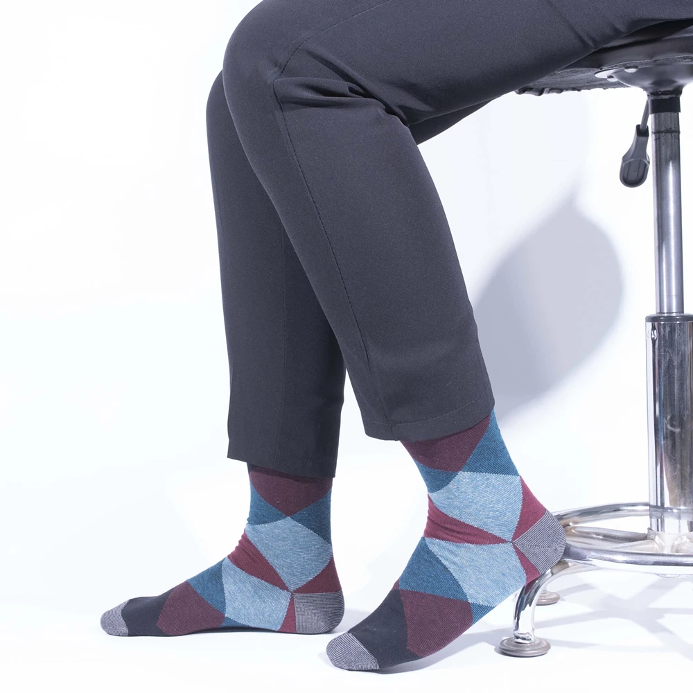 5 Pairs of Whimsical Men\'s Cotton Crew Dress Socks - Vibrant Colorful Patterns, Funny Fashion Designs, Soft Breathable Fabric