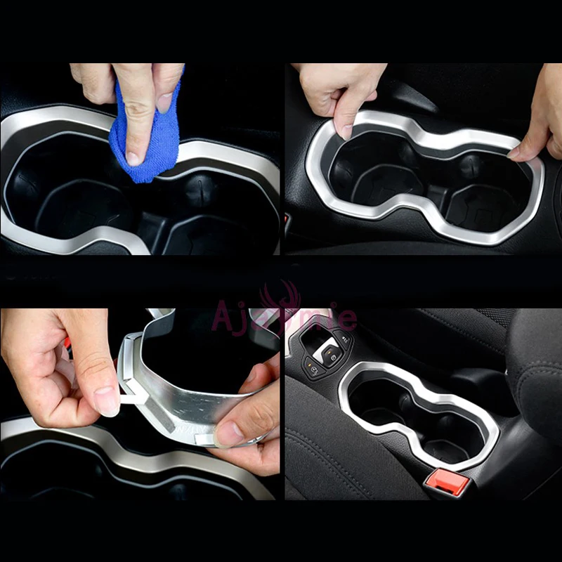 For Jeep Renegade 2016-2018 Interior Water Cup Holder Cover Moulding Trim Stickers ABS Frame Chrome Car Styling Accessories view 2