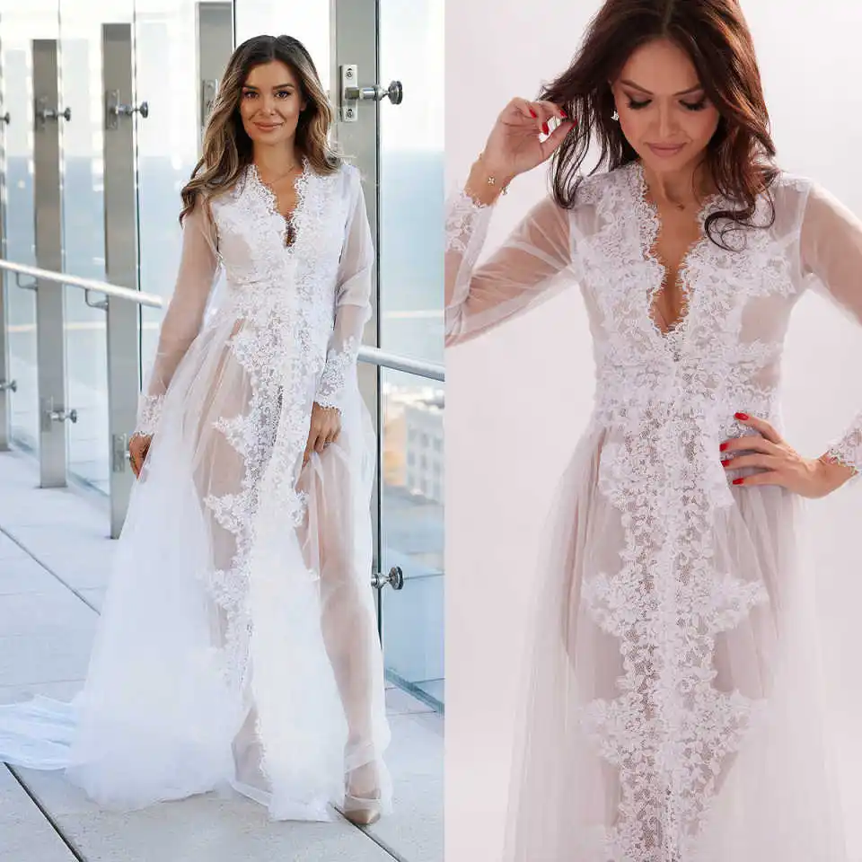 

Illusion Maternity Dresses Women Robe Nightgown Long Sleeves Appliques Sleepwear Bathrobe Prom Bridesmaid Pajamas Custom Made