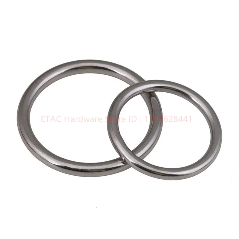 M3-M16 Heavy Duty Welded Round Smooth Solid 304 O Ring Stainless Steel For Rigging Marine Boat Hammock Yoga Hanging 1Pc