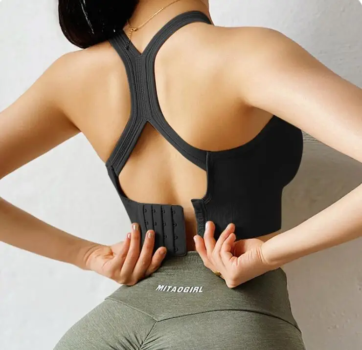 Women Push Up Seamless Sports Bra Workout Tank Top Crop Fitness Beauty Back With Buckle Yoga Brassiere Sexy Lingerie w1053