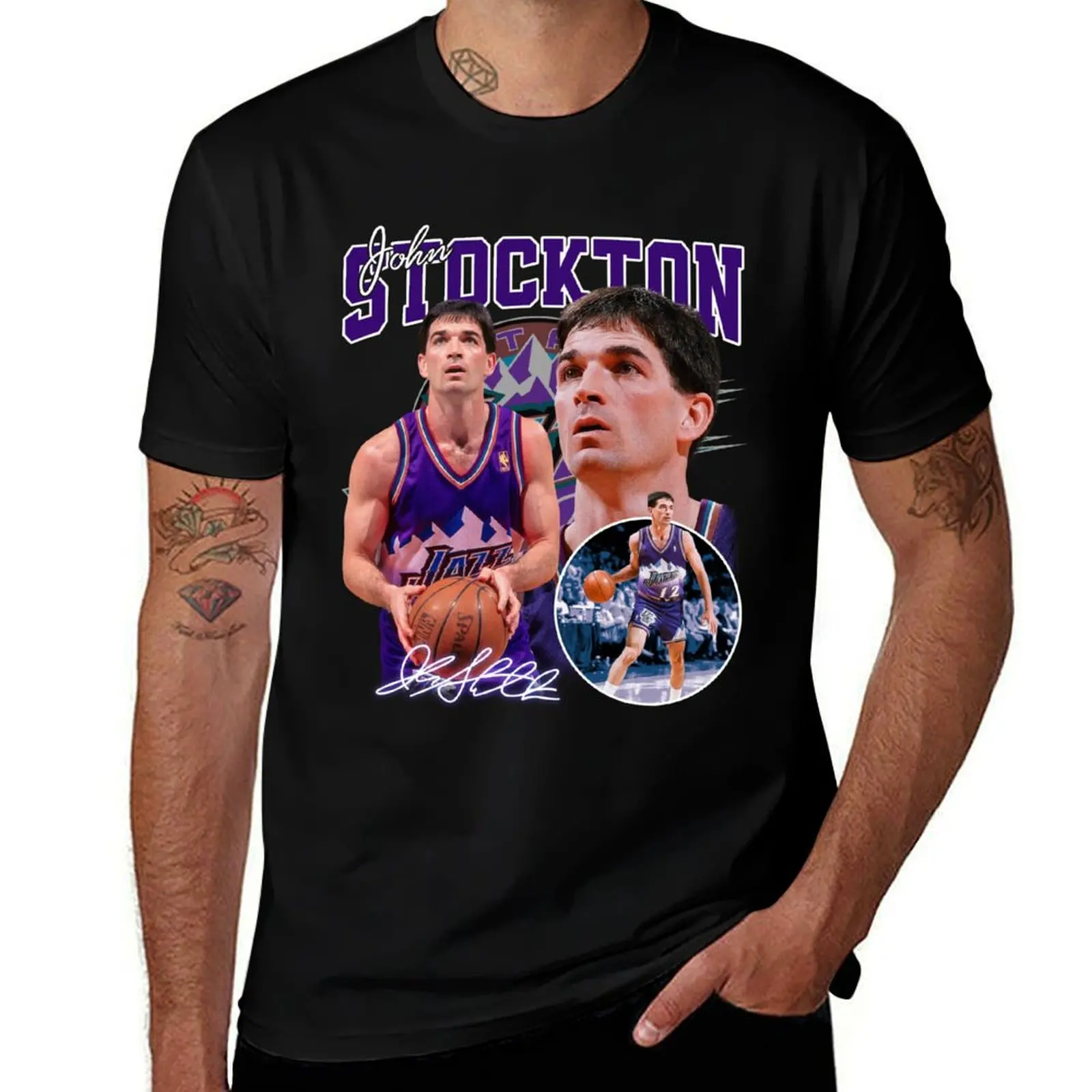 

Vintage 90s 80s man cotton funny Rap Legend Stockton Signature Bootleg T-Shirt shirts T-Shirt for John Retro t Style Basketball
