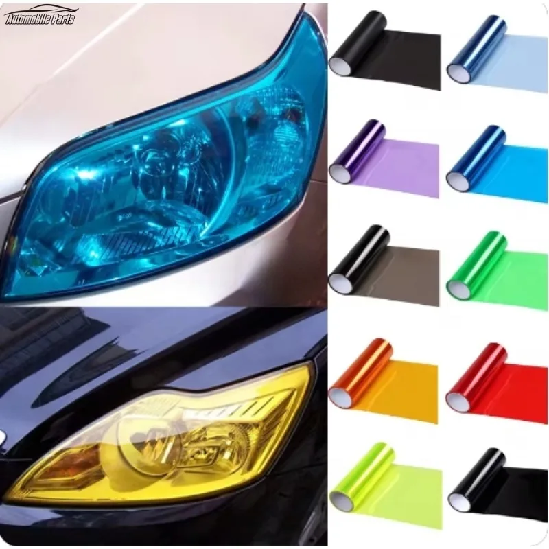 Car Headlight Lamp Film PVC Fog Lamp Sticker Car Headlight Tailing Moulding Foil Self-Adhesive Decal Car Accessories