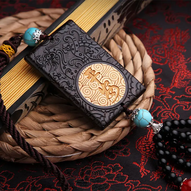 

Ebony Ebony Car Pendant Rearview Mirror Pendant Internet-famous Retro National Tide Xiangyun Longping An Brand Nothing Card