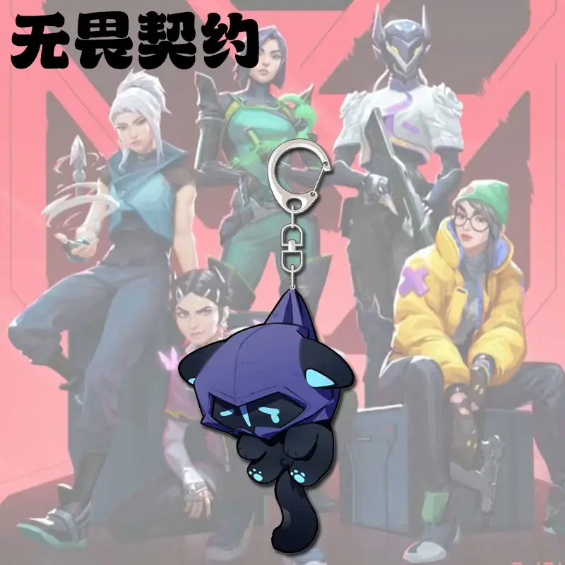 VALORANT Game Anime KeyChain Omen Clove Jett Men Key Chain for Women Fashion Creative Kawaii Figure Acrylic Keyring Pendant Gift