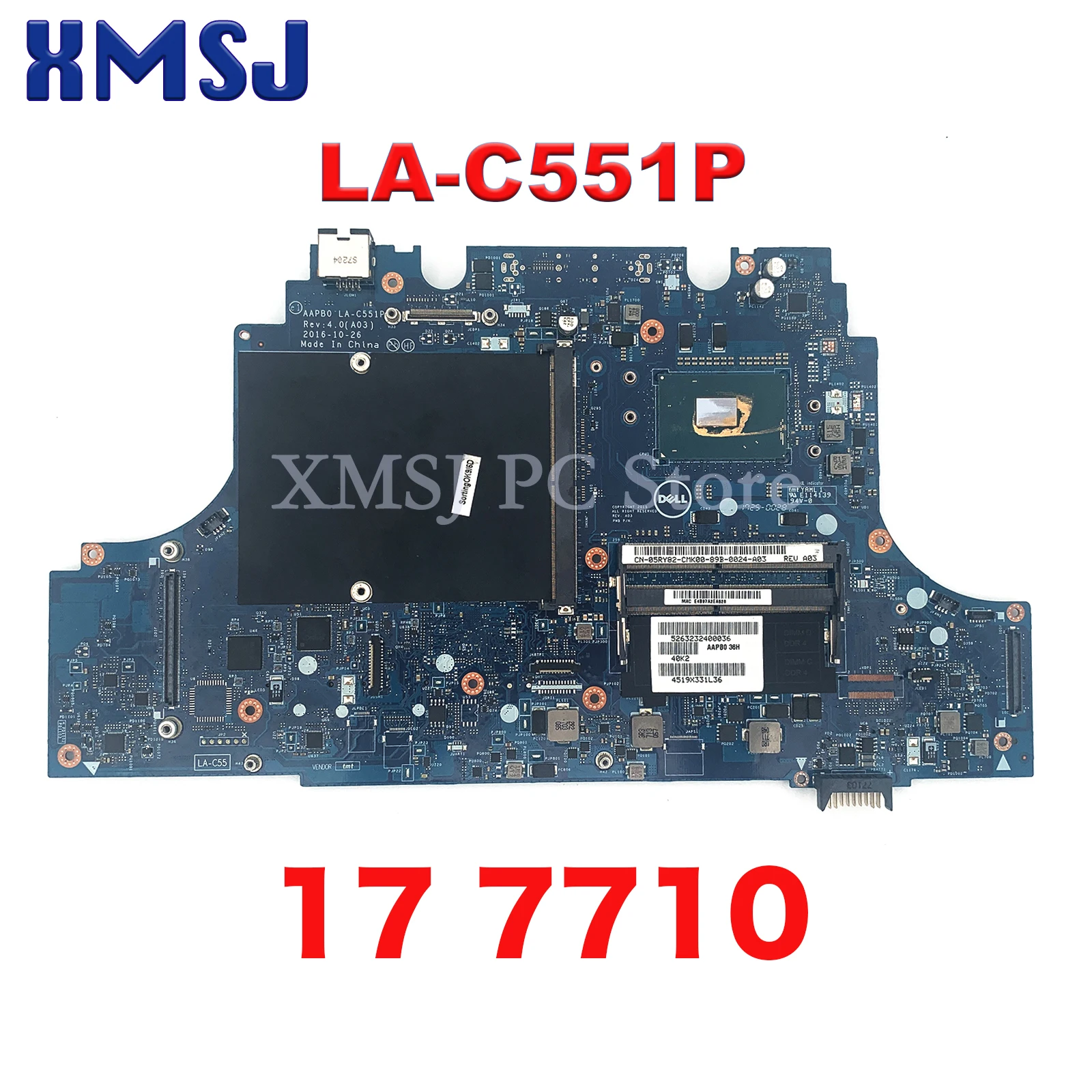 

For Dell Precision 17 7710 Laptop Motherboard LA-C551P with i7-6820HQ i7-6920HQ E3-1535M V5 CPU Notebook Mainboard Tested OK