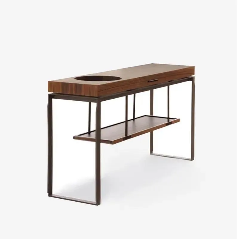New Modern Wabi Sabi Post Modern Solid Wood Porch Table for Living and Dining Rooms Customizable Furniture