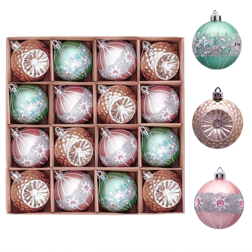 Decorative Christmas Tree Baubles Cartoon Fox Peacock Pendant Shatterproof Plastic Home Holiday Party Hanging Ornament Set