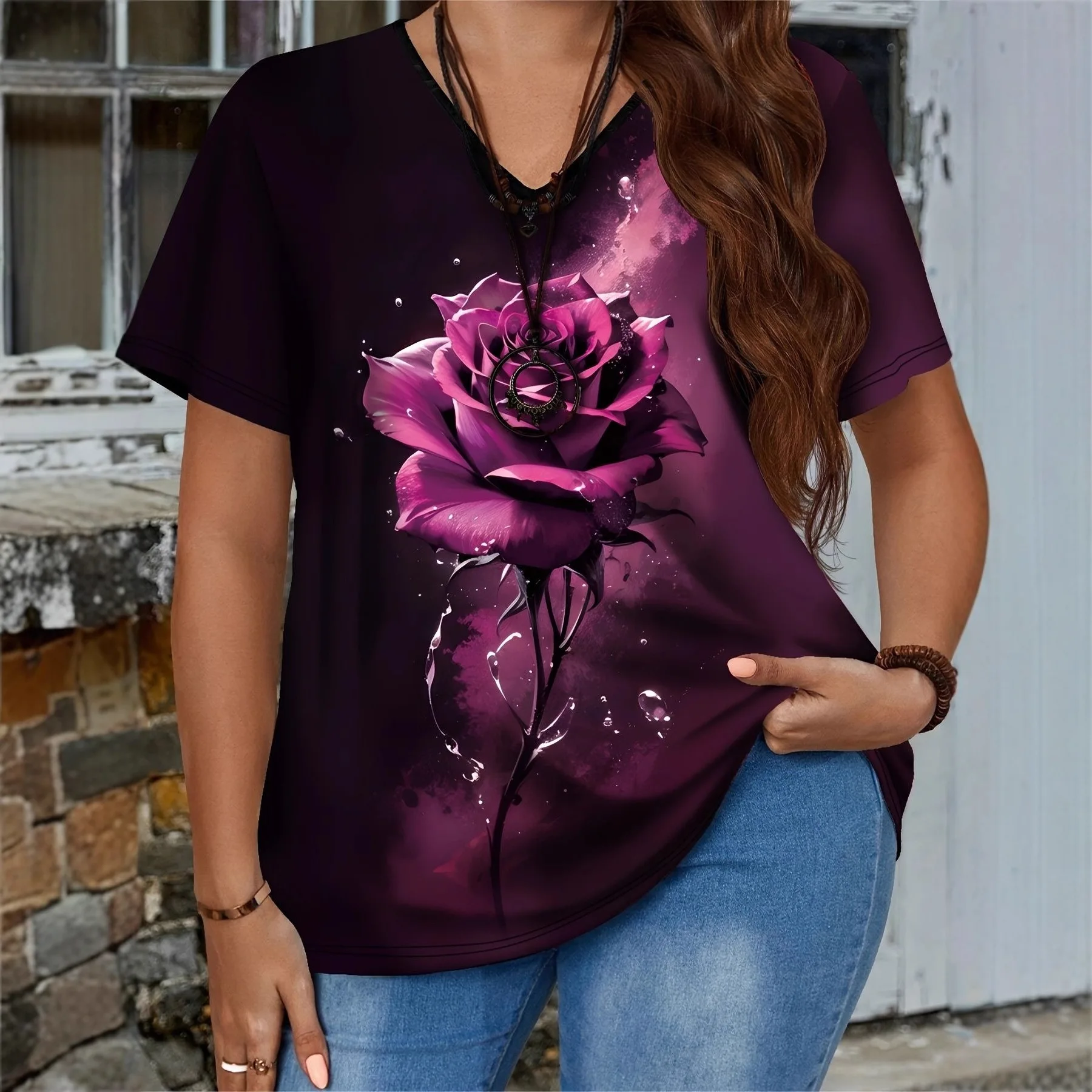 

New Hot Selling Women's Elegant Butterfly Print Quick Drying Short Sleeved T-shirt, Outdoor Sports Round Neck Top, Holiday Gift