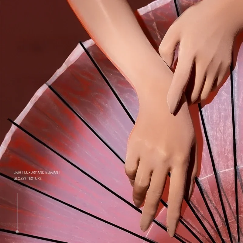 Gants de soirée Sexy pour femmes, longueur à cinq doigts, Costumes de spectacle sur scène en Club pour dames, gants lisses et brillants à l'huile, mitaines