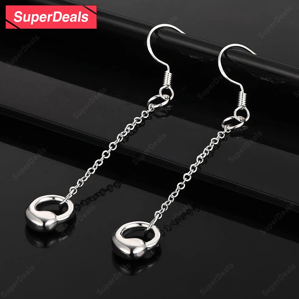 

SuperDeals 925 Sterling Silver Smooth Round Drop Earring Women Party Fashion Elegant Earrings Fine Pretty Jewelry Gift