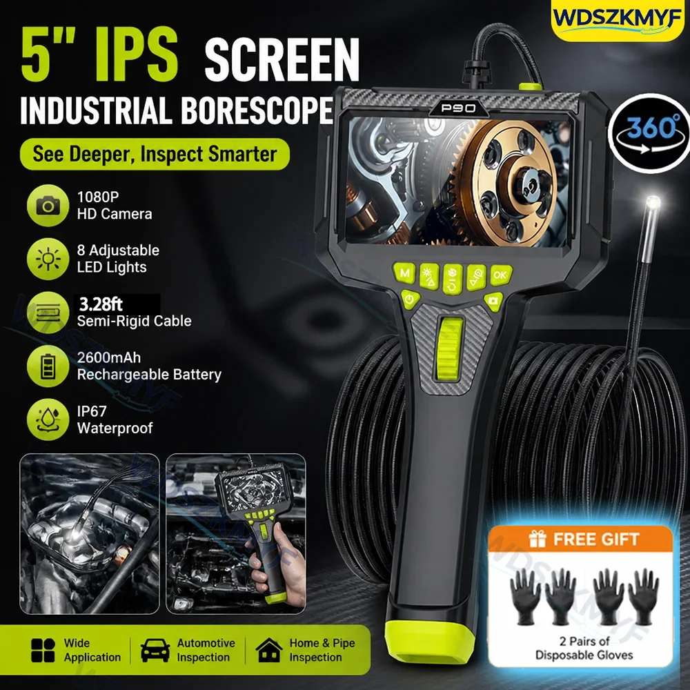 

360 Articulating Borescope 1080P 6.0mm 5inch LCD Monitor Industrial Inspection Camera With 2 Way Articulation For Automotive