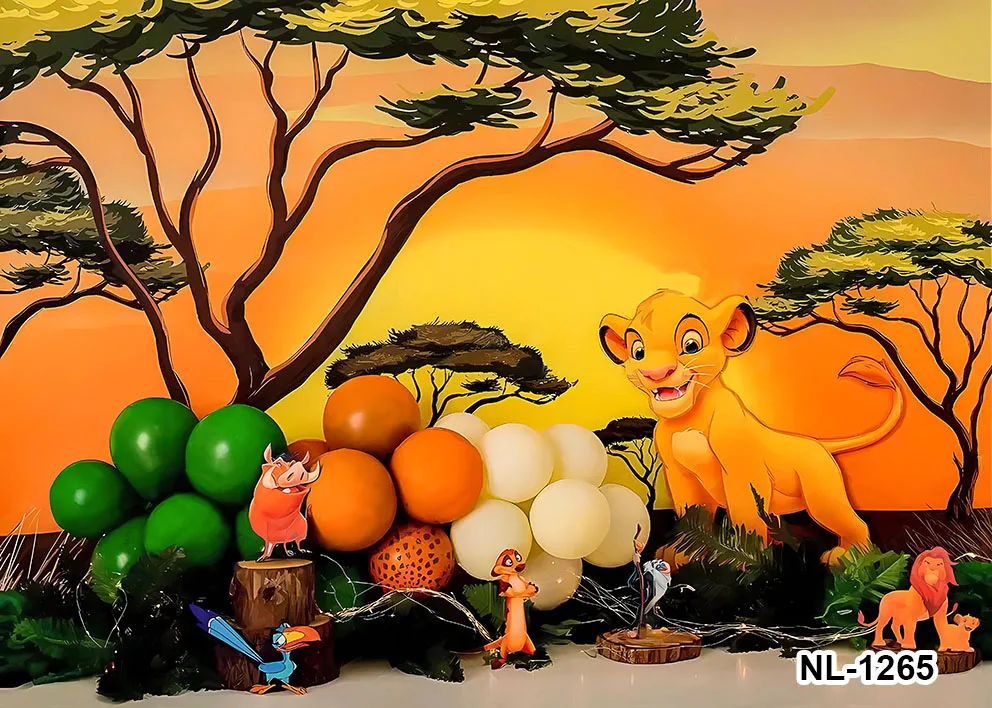 Simba latar belakang raja singa untuk fotografi Studio foto latar belakang pesta ulang tahun Safari hutan daun hijau anak laki-laki
