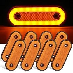 8pcs 12V 24V Oval LED Side Light Front Rear Clearance Side Marker Lamp Parking Light Trailer Trailer Camper Pickup Surface Mount